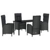 vidaXL Tuin eettafelset 5 st Zwart poly rattan