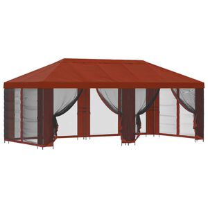 vidaXL Tuin Gazebo met Zijwanden 6 x 3 m Terracotta Polyester en staal