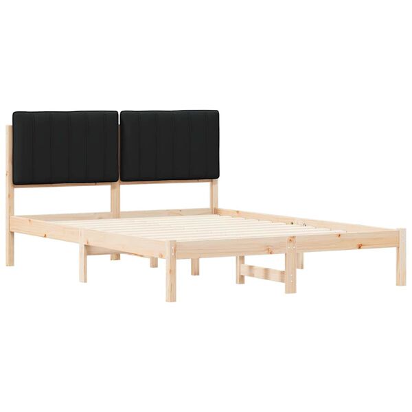 vidaXL Bedframe met Gevoerd Hoofdgedeelte Zwart 140 x 190 cm