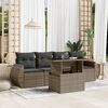 vidaXL 5-delige Loungeset met kussens poly rattan grijs