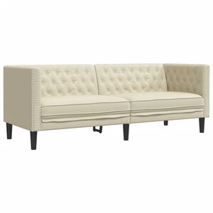 vidaXL Driezitsbank Chesterfield-stijl kunstleer cr&egrave;mekleurig