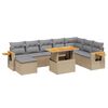 vidaXL 9-delige Loungeset met kussens poly rattan beige
