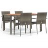 vidaXL 5-delige Tuinset met kussens poly rattan grijs
