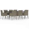 vidaXL 9-delige Tuinset met kussens poly rattan zwart en grijs