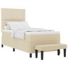 vidaXL Boxspringbed met matras met hoofdeinde Cr&egrave;me 100 x 200 cm Stof