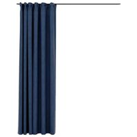 vidaXL Gordijn linnen-look verduisterend met haken 290x245 cm blauw