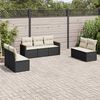 vidaXL 7-delige Loungeset met kussens poly rattan zwart