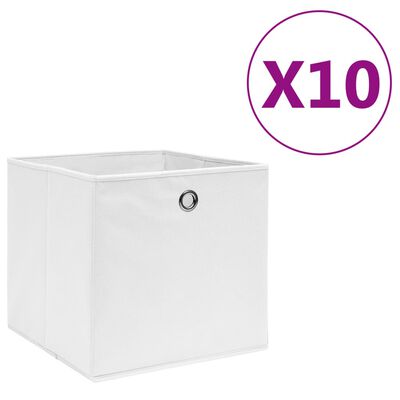 vidaXL Opbergboxen 10 st 28x28x28 cm nonwoven stof wit