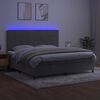 vidaXL Boxspring met matras en LED fluweel lichtgrijs 200x200 cm