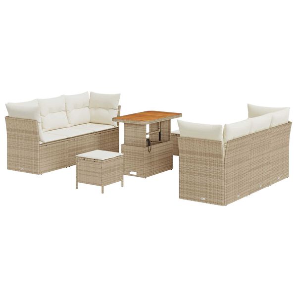 vidaXL Tuin Sofa Set 9 pcs Beige poly rattan