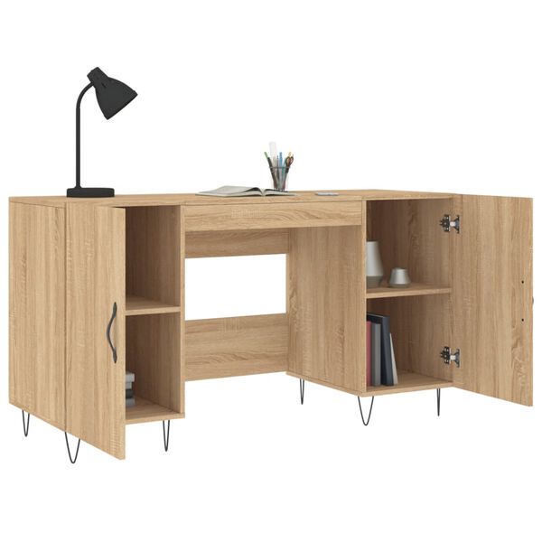 vidaXL Bureau 140x50x75 cm bewerkt hout sonoma eikenkleurig
