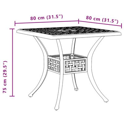 vidaXL Tuintafel 80x80x75 cm gietaluminium wit