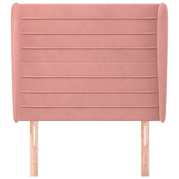 vidaXL Hoofdbord met randen 103x23x118/128 cm fluweel roze