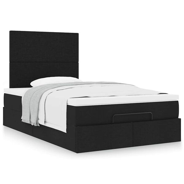 vidaXL Ottoman bed met matras 120x190 cm stof zwart