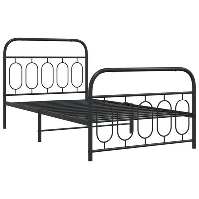 vidaXL Bedframe met hoofd- en voeteneinde metaal zwart 100x200 cm