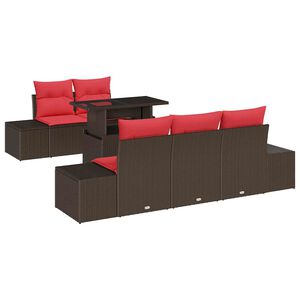 vidaXL Tuin Sofa Set 6 st 5-Aantal zitplaatsen Bruin en Rood