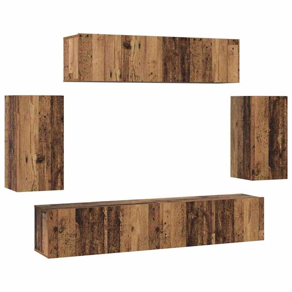 vidaXL Tv-meubelset Wandgemonteerd 6 pcs Oud Hout Bewerkt hout