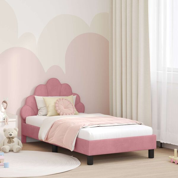 vidaXL Bedframe voor kinderen met hoofdbord Roze 80 x 160 cm Fluweel