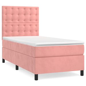 vidaXL Boxspring met matras fluweel roze 80x200 cm