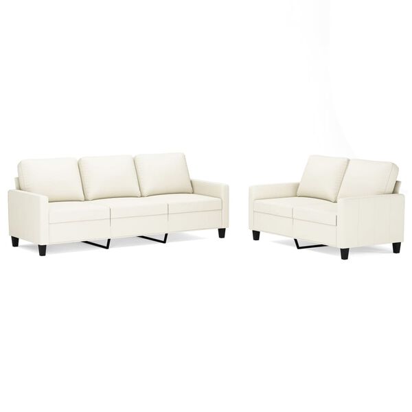 vidaXL 2-delige Loungeset met kussens kunstleer cr&egrave;me