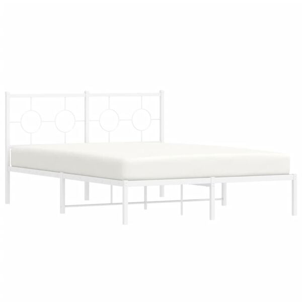 vidaXL Bedframe met hoofdbord metaal wit 135x190 cm