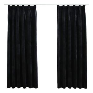 vidaXL Gordijnen verduisterend 2 st met haken 140x175 cm fluweel zwart