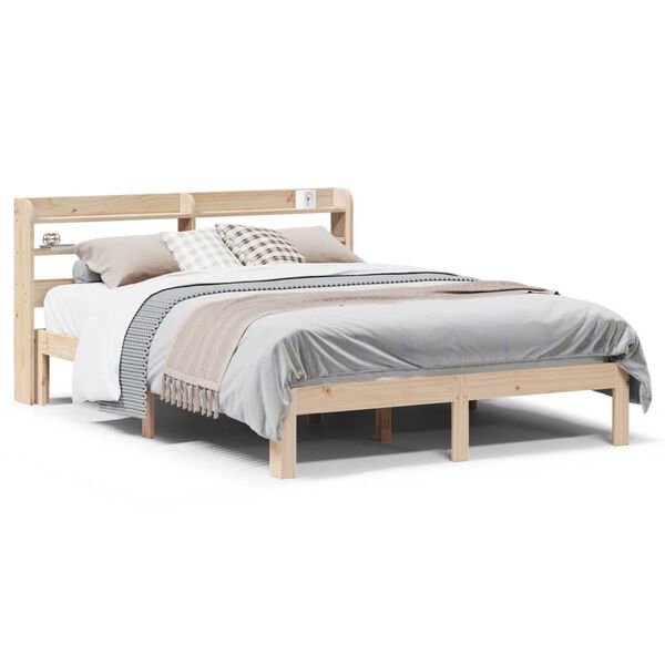 vidaXL Bedframe met hoofdbord massief grenenhout 120x190 cm