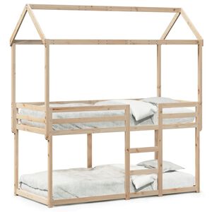 vidaXL Stapelbed met dak massief grenenhout 80x200 cm