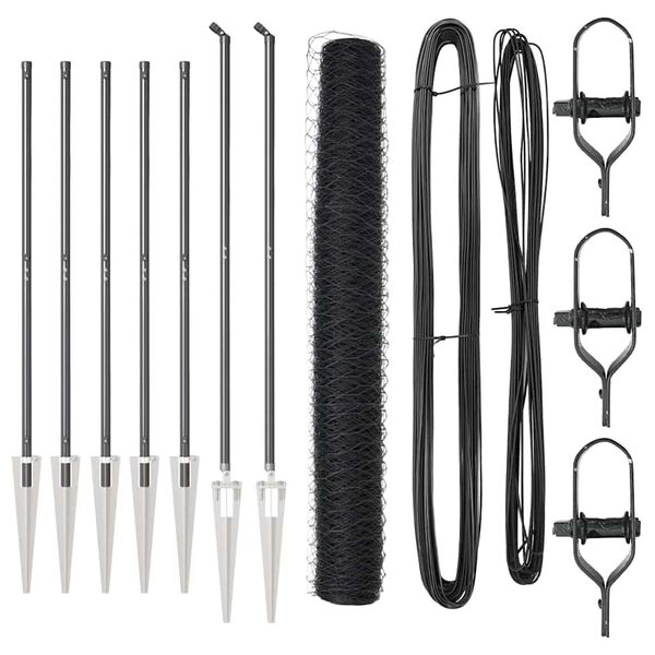 vidaXL Afrasteringspaal Grijs 10 x 1,4 m (36 mm gaas) Staal en PVC