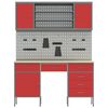 vidaXL Werk Cabinet met lade met opslag 7 pcs Rood 150 x 55 x 200 cm
