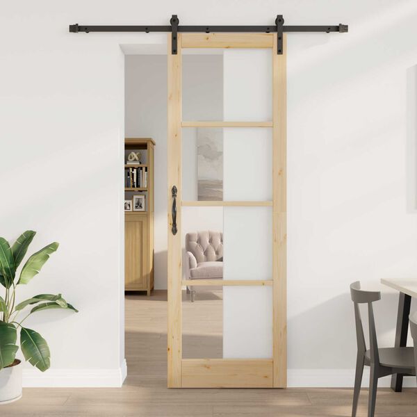 vidaXL Schuifdeur ORKDAL Natuurlijk en Zwart 78 x 232 cm