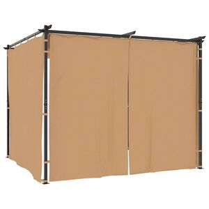 vidaXL Prieel met gordijnen 3x3 m staal taupe