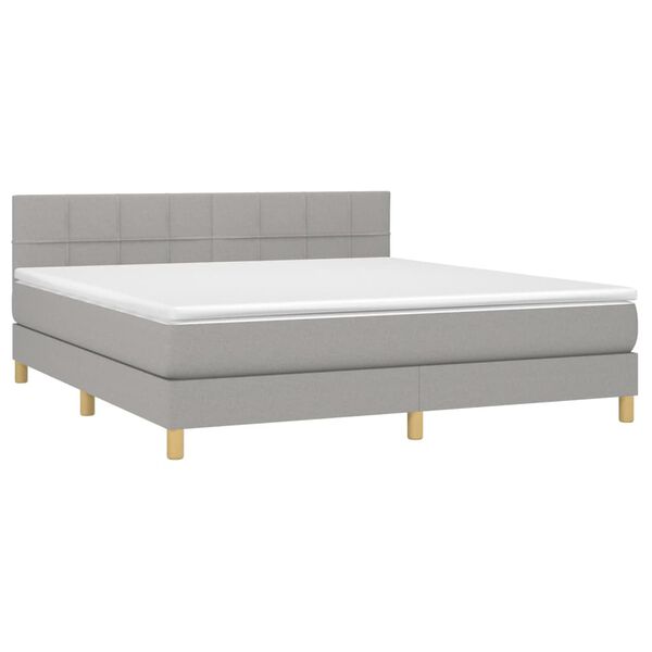 vidaXL Boxspring met matras en LED stof lichtgrijs 160x200 cm