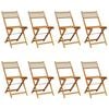 vidaXL Opklapbare stoelen, 8 stuks, beige, van polyrotan en massief hout.