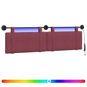 vidaXL Hangend hoofdbord Met LED-verlichting Wijnrood Stof