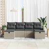 vidaXL Tuin Sofa Set met kussen 6 pcs Lichtgrijs poly rattan