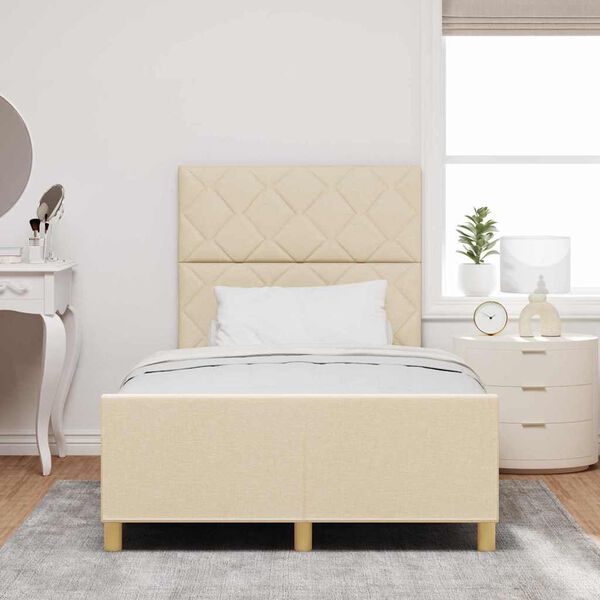 vidaXL Bedframe met hoofdeinde Cr&egrave;me 120 x 190 cm Stof