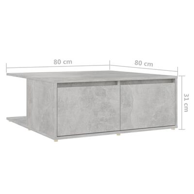 vidaXL Salontafel 80x80x31 cm spaanplaat betongrijs