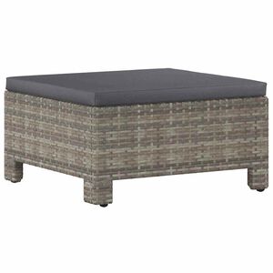 vidaXL Tuinvoetenbank met kussen grijs poly rattan