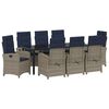 vidaXL Tuin eettafelset 9 st Grijs poly rattan