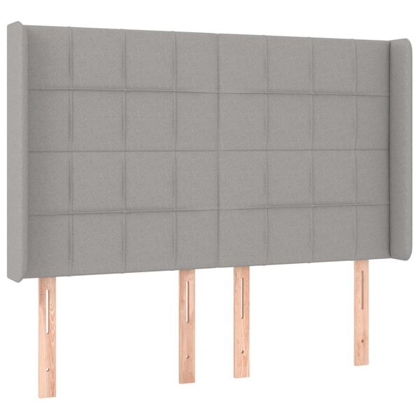 vidaXL Hoofdbord met randen 147x16x118/128 cm stof lichtgrijs