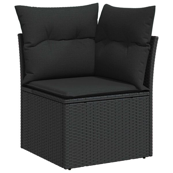 vidaXL Tuinbankenset met kussen 8 pcs Zwart poly rattan