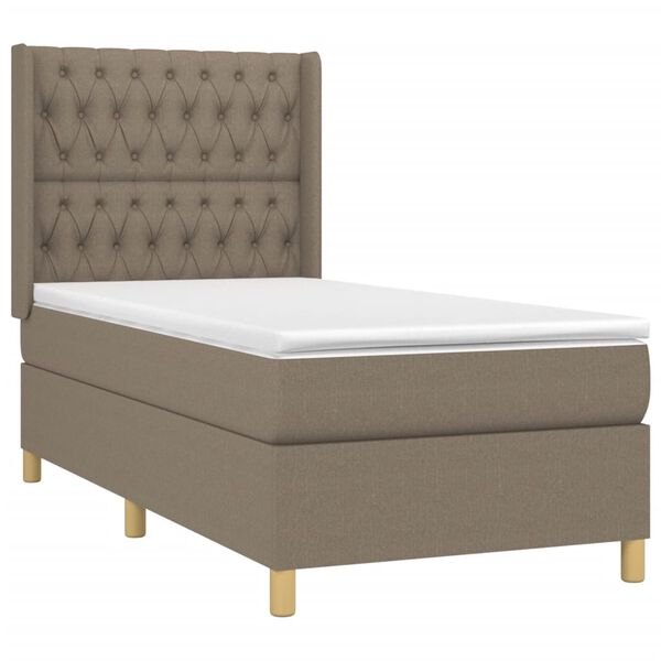 vidaXL Boxspring met matras stof taupe 90x190 cm