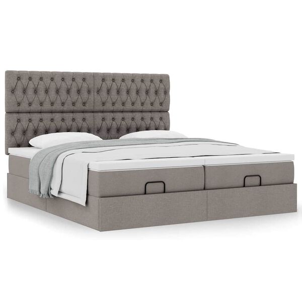 vidaXL Ottoman bed met matrassen 180x200cm stof taupe