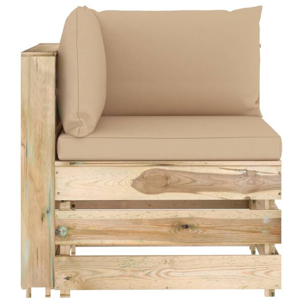 vidaXL 8-delige Loungeset met kussens groen ge&iuml;mpregneerd hout