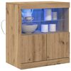 vidaXL LED Sideboard Bruin 60,5 x 37 x 67 cm Bewerkt hout