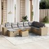 vidaXL 9-delige Loungeset met kussens poly rattan gemengd beige
