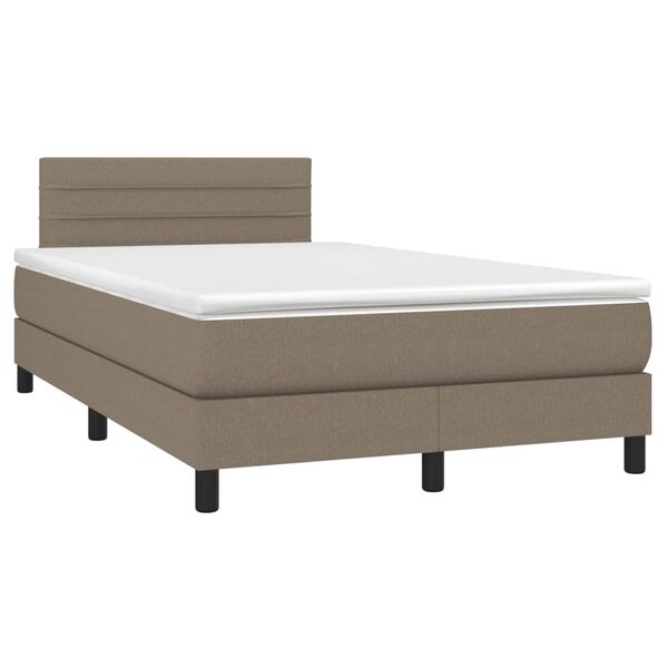 vidaXL Boxspring met matras en LED stof taupe 120x190 cm