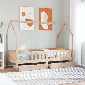 vidaXL Kinderbedframe met lades 90x190 cm massief grenenhout