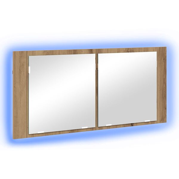 vidaXL LED Spiegelkast Artisan Eiken 100 x 12 x 45 cm Bewerkt hout